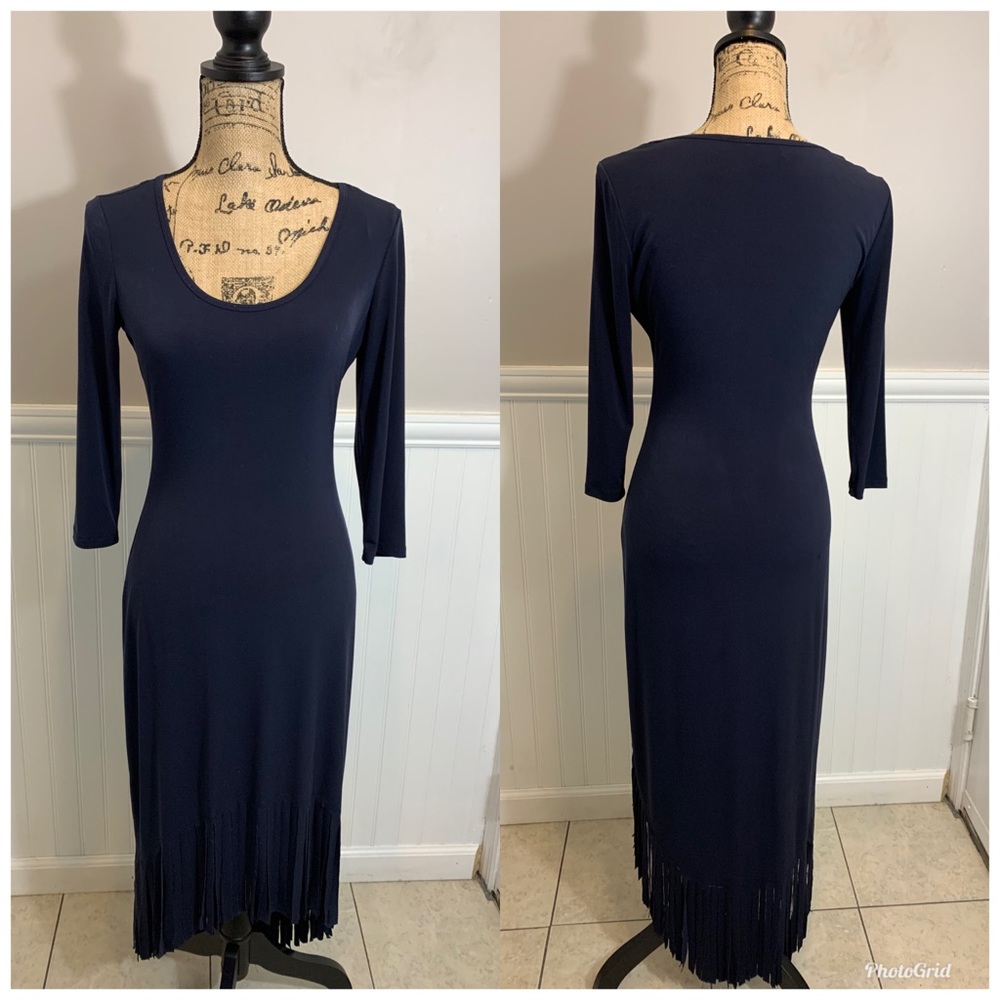 Calvin Klein Blue Fringe Dress